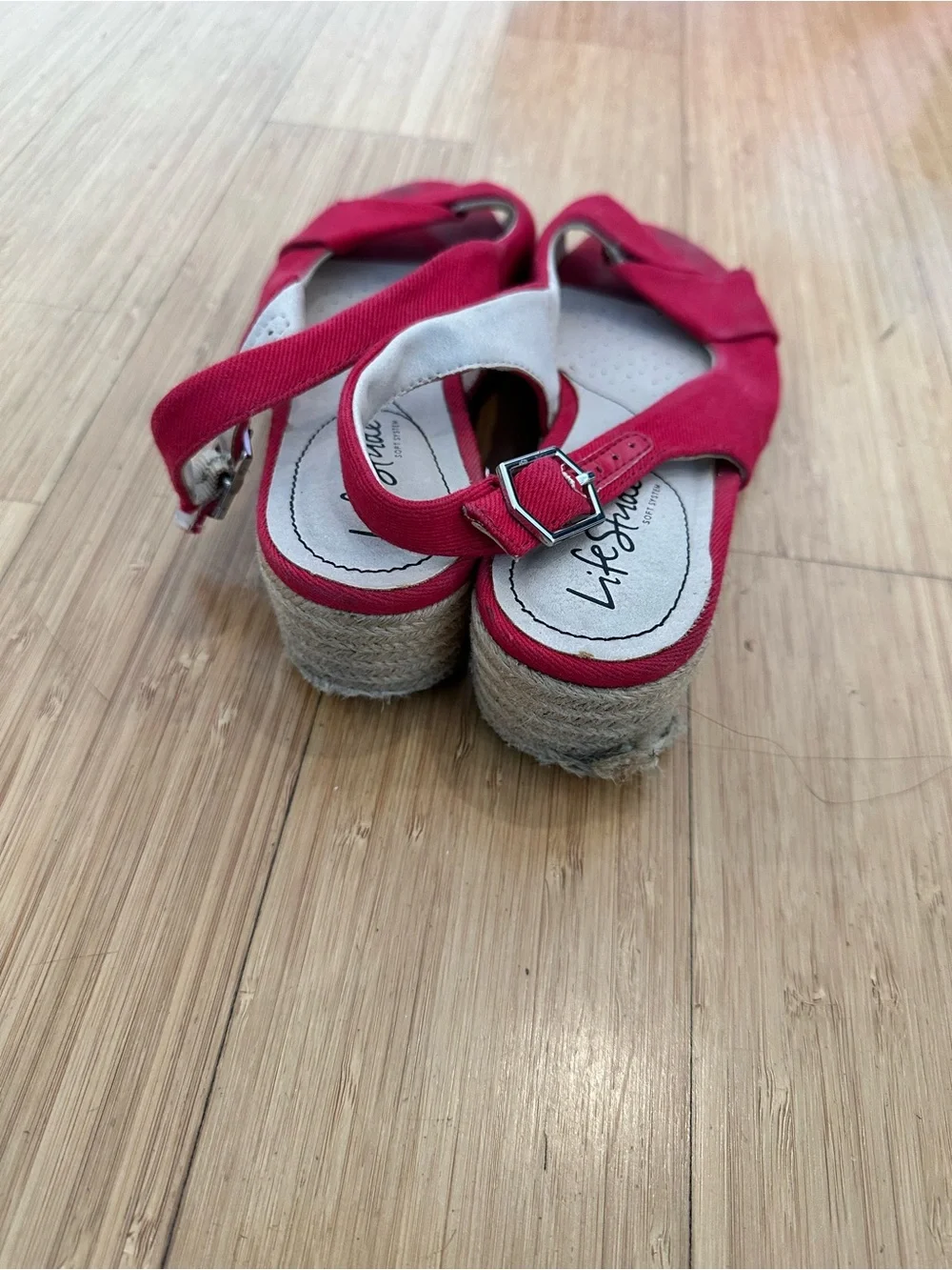 Red Slingback Knot Espadrille Heels - Women Shoes